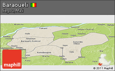 Shaded Relief Panoramic Map of Baraoueli, physical outside