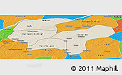 Shaded Relief Panoramic Map of Baraoueli, political outside