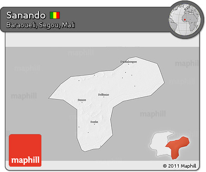 Gray 3D Map of Sanando, single color outside