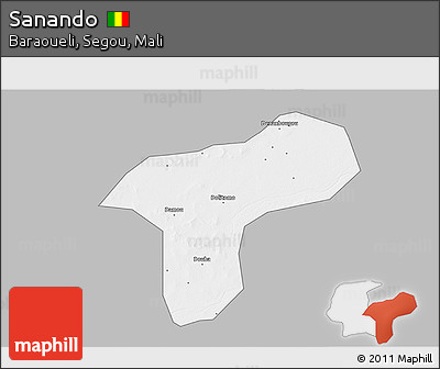Gray 3D Map of Sanando, single color outside