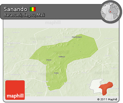 Physical 3D Map of Sanando, lighten