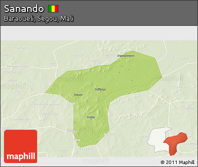 Physical 3D Map of Sanando, lighten