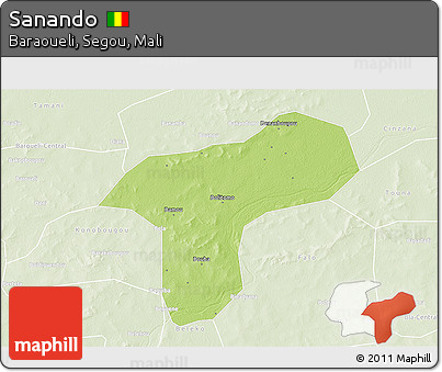 Physical 3D Map of Sanando, lighten