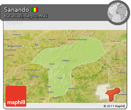 Physical 3D Map of Sanando, satellite outside