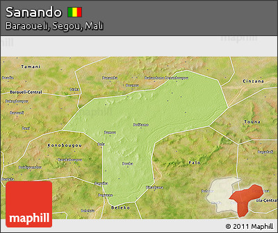 Physical 3D Map of Sanando, satellite outside