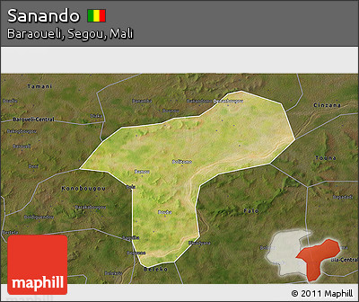 Satellite 3D Map of Sanando, darken
