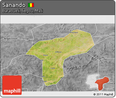 Satellite 3D Map of Sanando, desaturated