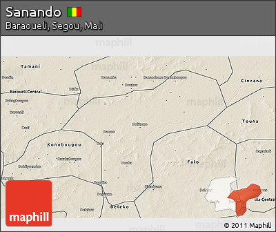 Shaded Relief 3D Map of Sanando
