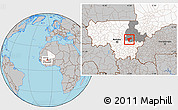 Gray Location Map of Sanando, highlighted country, highlighted grandparent region