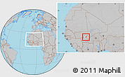 Gray Location Map of Sanando, highlighted parent region, within the entire country