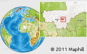 Physical Location Map of Sanando, highlighted country, highlighted parent region