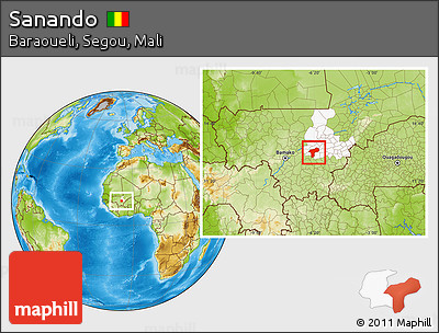 Physical Location Map of Sanando, highlighted grandparent region