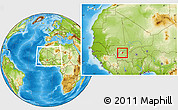 Physical Location Map of Sanando, highlighted parent region, within the entire country