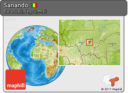 Physical Location Map of Sanando, highlighted parent region