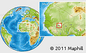 Physical Location Map of Sanando, highlighted parent region, highlighted grandparent region, within the entire country