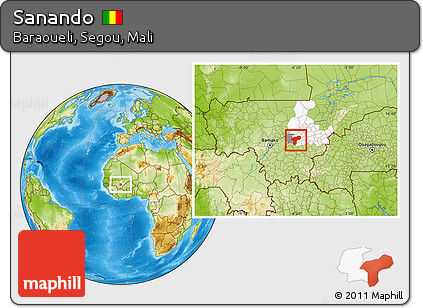 Physical Location Map of Sanando, highlighted parent region, highlighted grandparent region