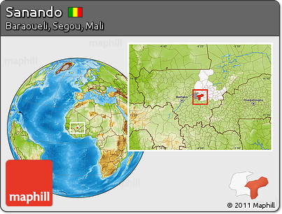 Physical Location Map of Sanando, highlighted parent region, highlighted grandparent region