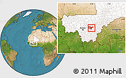 Satellite Location Map of Sanando, highlighted country, highlighted parent region