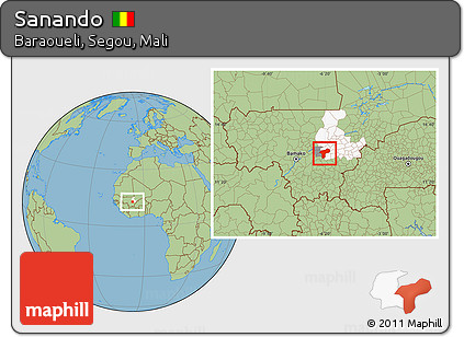 Savanna Style Location Map of Sanando, highlighted parent region, highlighted grandparent region