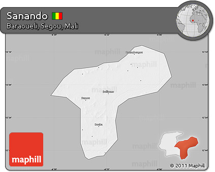Gray Map of Sanando, single color outside