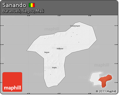 Gray Map of Sanando, single color outside
