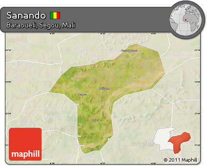 Satellite Map of Sanando, lighten