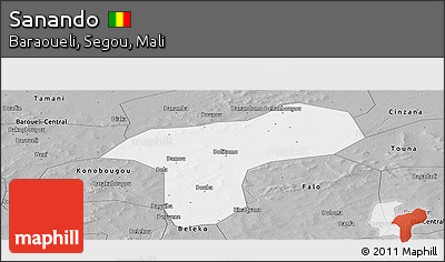 Gray Panoramic Map of Sanando