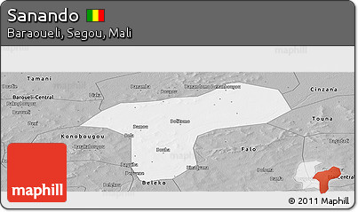 Gray Panoramic Map of Sanando