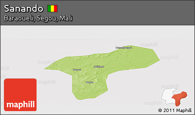 Physical Panoramic Map of Sanando, cropped outside