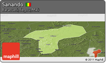 Physical Panoramic Map of Sanando, darken