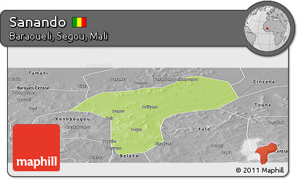 Physical Panoramic Map of Sanando, desaturated