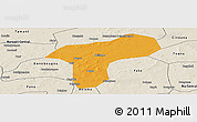 Political Panoramic Map of Sanando, shaded relief outside