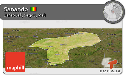 Satellite Panoramic Map of Sanando, darken