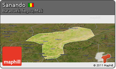 Satellite Panoramic Map of Sanando, darken