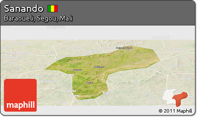 Satellite Panoramic Map of Sanando, lighten