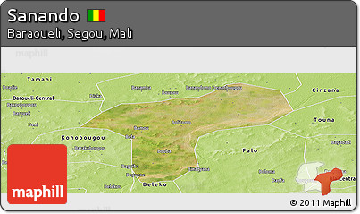 Satellite Panoramic Map of Sanando, physical outside