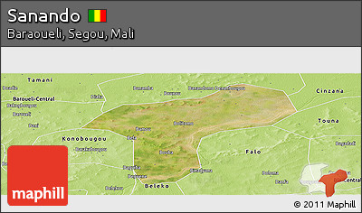 Satellite Panoramic Map of Sanando, physical outside