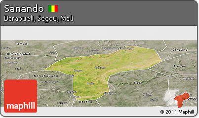 Satellite Panoramic Map of Sanando, semi-desaturated