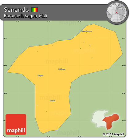 Savanna Style Simple Map of Sanando, single color outside