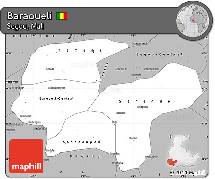 Gray Simple Map of Baraoueli