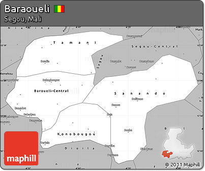Gray Simple Map of Baraoueli