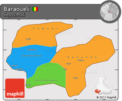 Political Simple Map of Baraoueli, cropped outside