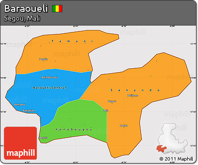 Political Simple Map of Baraoueli, cropped outside