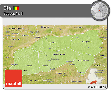 Physical 3D Map of Bla, satellite outside
