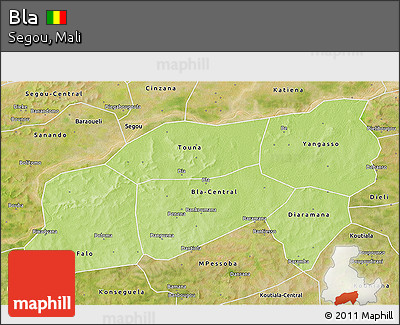 Physical 3D Map of Bla, satellite outside