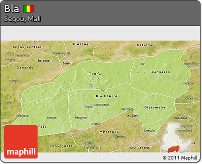 Physical 3D Map of Bla, satellite outside