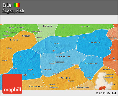 Political Shades 3D Map of Bla