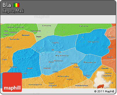 Political Shades 3D Map of Bla