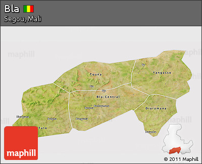 Satellite 3D Map of Bla, cropped outside