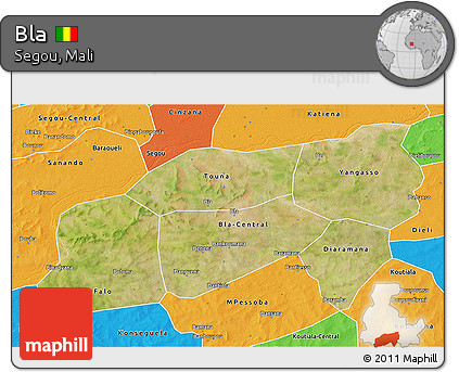 Satellite 3D Map of Bla, political outside
